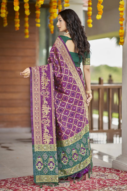 Pansy Purple Colour Banarasi Pattu Silk