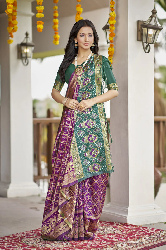 Pansy Purple Colour Banarasi Pattu Silk